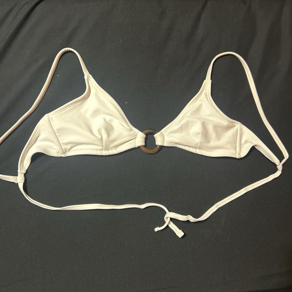 No Boundaries White Bikini Top with Ring Detail